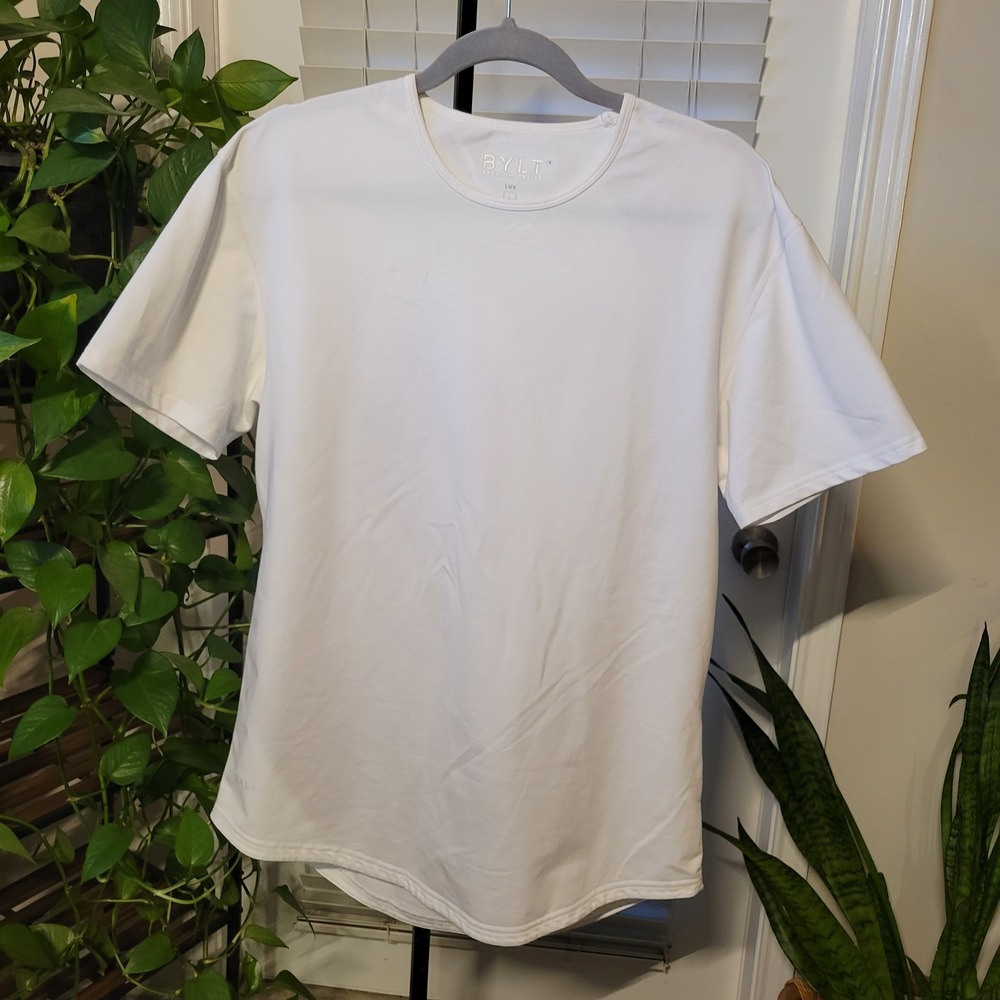 BYLT Premium Basics Lux Drop Cut T-Shirt Mens Large White Short Sleeve Tee